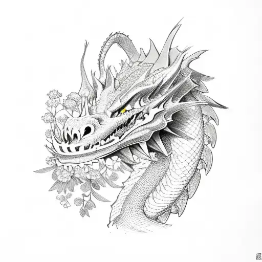 Dragon Wrapped In Alyssum Flowers