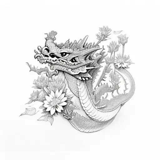 Full Dragon Wrapped In Alyssum Flowers