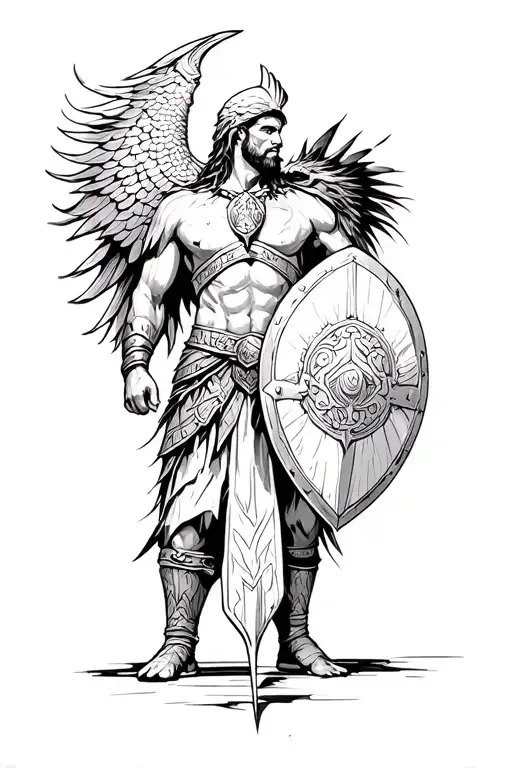 Spartan Holding A Phoenix Shield In His Handi Want A