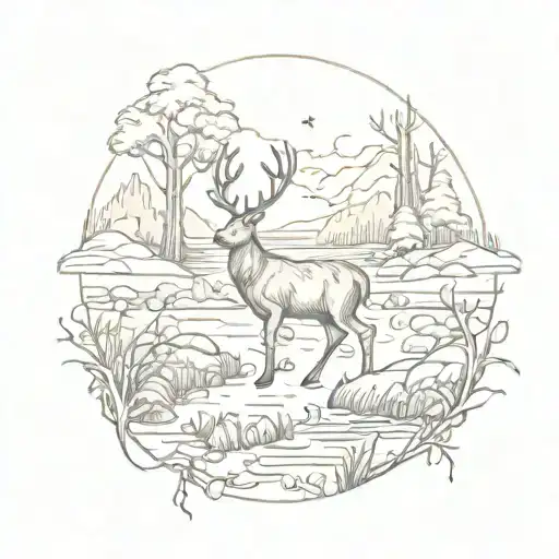 Deer And Stream