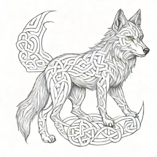 Wolf Made Out Of A Celtic Knot Design Incorporating