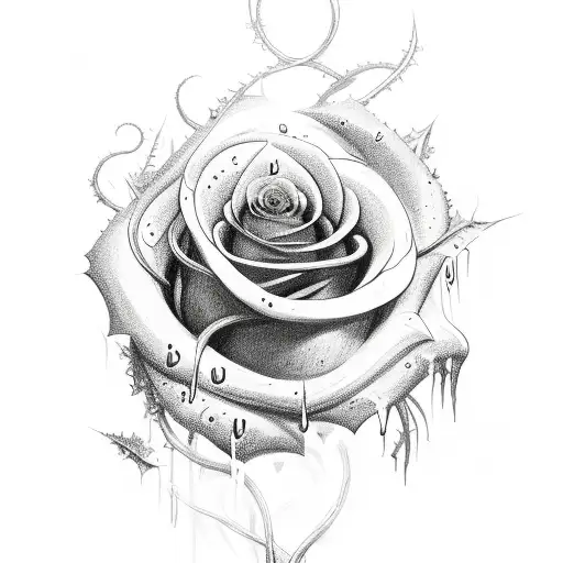 Rose With Thorns And Vines Dripping Blood