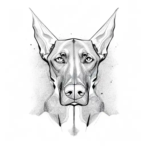 Doberman Line Art Face