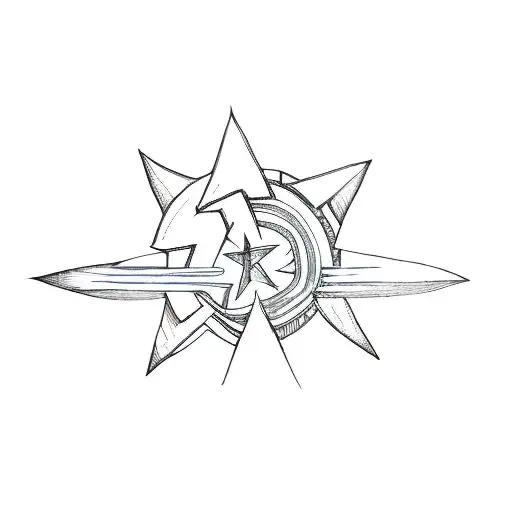 A Blue Star With Arrows In It