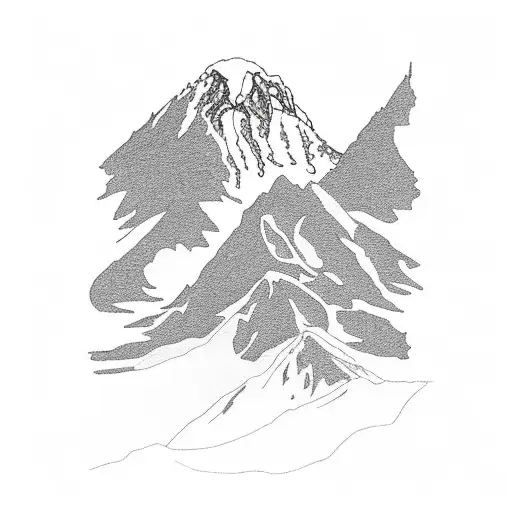 Mountain Scene With Mt Rainer In A Hawk Silhouette