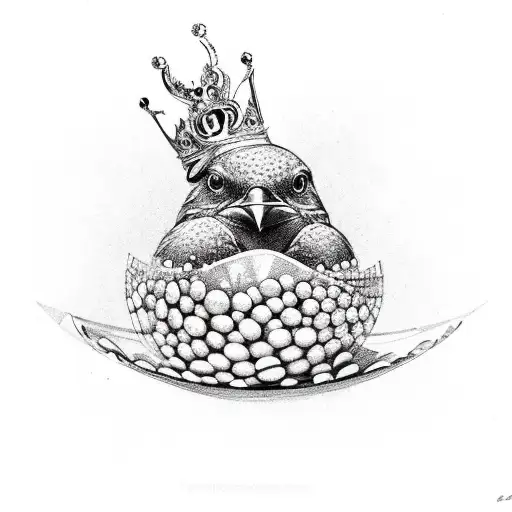 Bird Hatching From Its Shell With A Tiara On Its Head