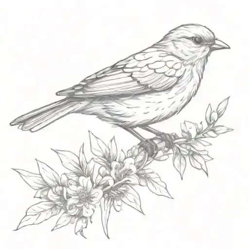 Bird Holding Lavender Sprig