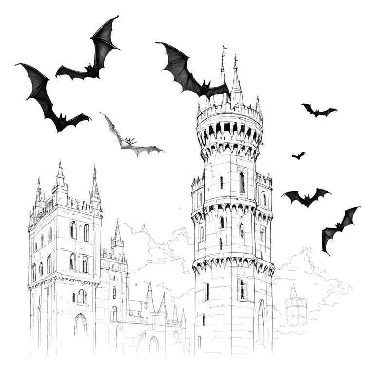 Bats Flying From Tower From Left To Right