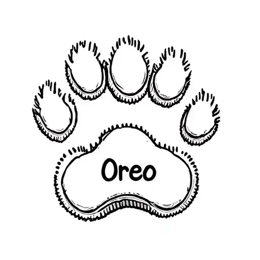 Dog Paws With Oreo Name Written Inside Representing