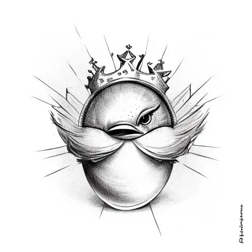 Bird Hatching From Its Shell With A Crown On Its Head