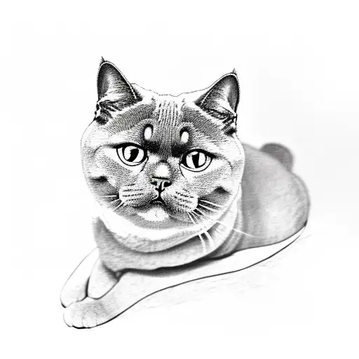 A British Shorthair Cat Sitting On A Man Leg