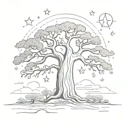 Baobab Tree And Three Stars