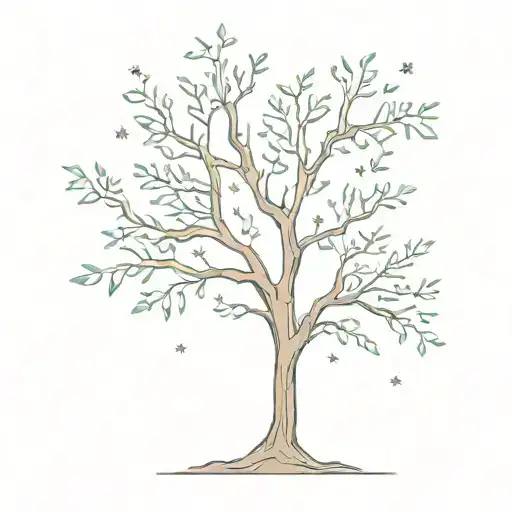 Acacia Tree And Stars Shining