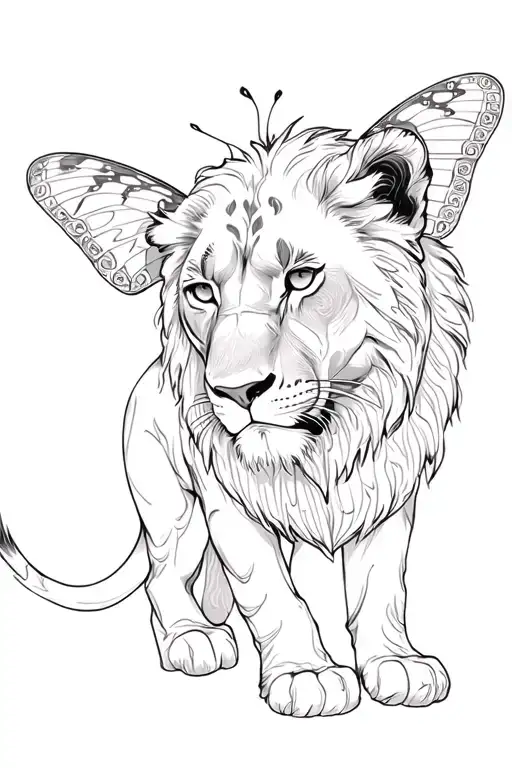 Lioness 1 Night Butterfly Lion And A