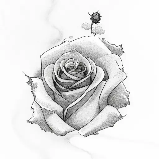 Moon With Clouds Behind It And Roses Going Down