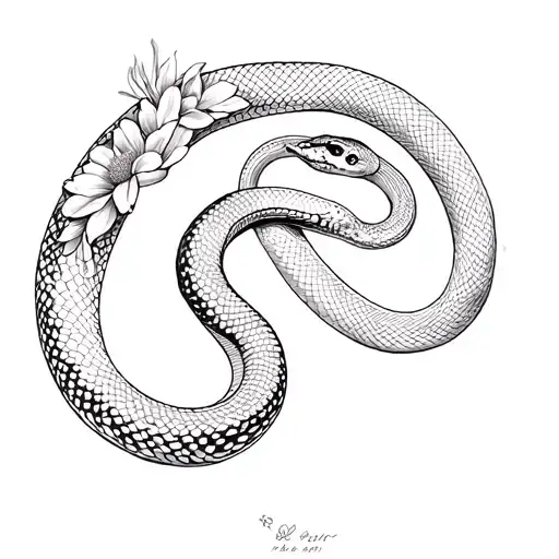 Red-bellied Black Snake With Flowers