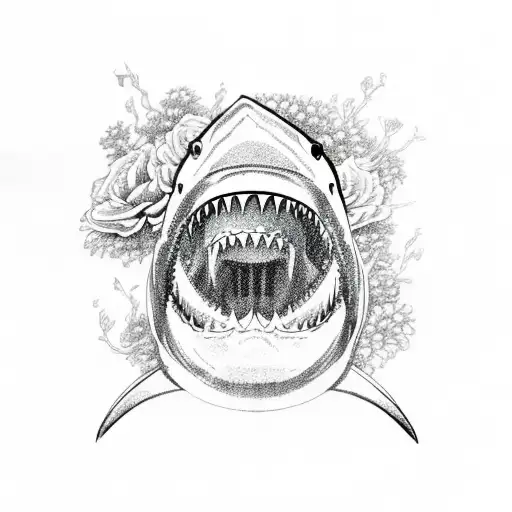 Shark Jaw With Flowers