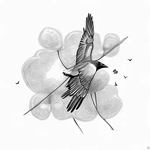 Flying Crow Holding A Clover