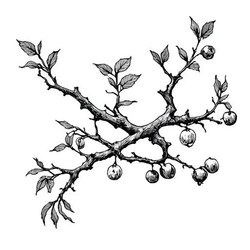 A Mirabelle Prune Tree Branch Intertwined