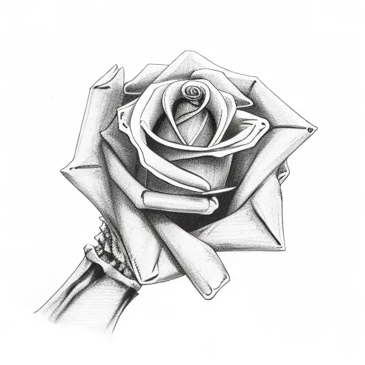 Skeleton Hand Holding A Rose