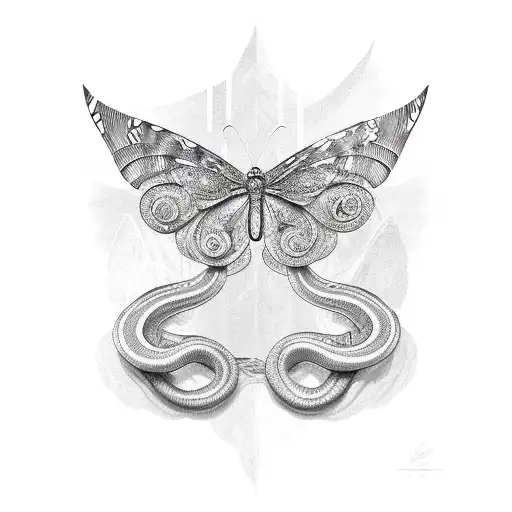 Snake Head On Butterfly Wings