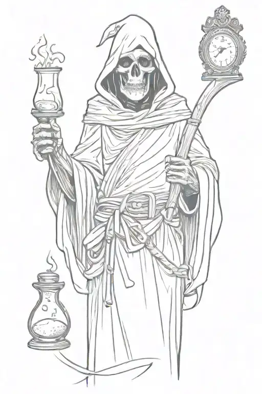 Grim Reaper With Hour Glass Bottle