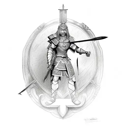 A Detailed Sketch Of A Warrior With A Rosario Central Shield On Their Arm