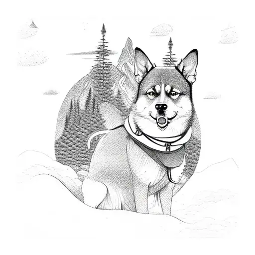 A Serene Mountain Landscape With A Meditating Dog In The Foreground Armband