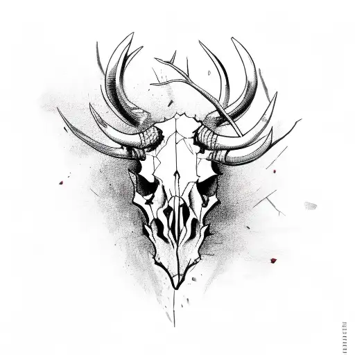 Rose Thorns Bull Skull