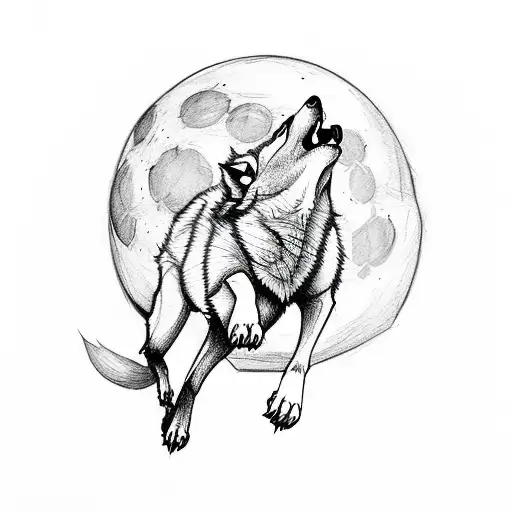 Incorporate A Soccer Player Kicking A Ball Into A Design Featuring A Wolf Howling At The Moon