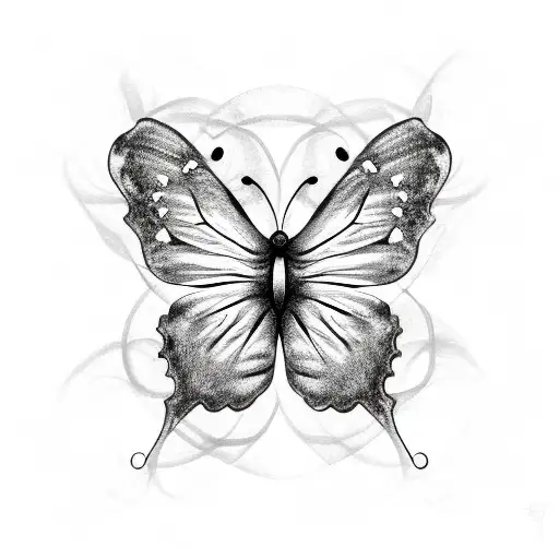Butterfly Flower With Roman Numerals Down Middle