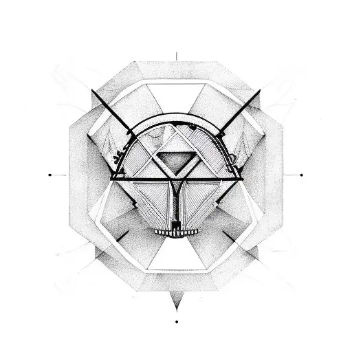 A Geometric Guitar Design Incorporating Elements Of Football And Feminine Figures