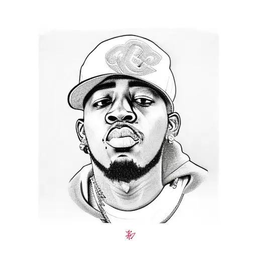 A Realistic Portrait Of A Famous Rapper Holding A Microphone Surrounded By Vibrant Graffiti Art