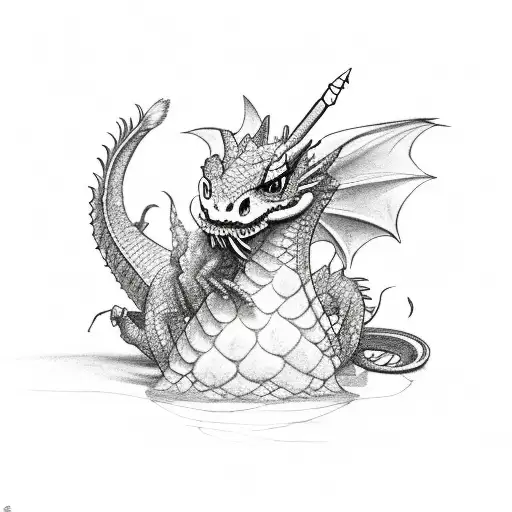 Young Dragon With A Butterfly On Its Nose