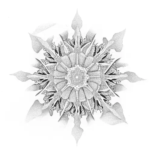 Daisy And Snowflake Inside Ying Yang