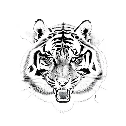 A Prowling Tiger With A Sun