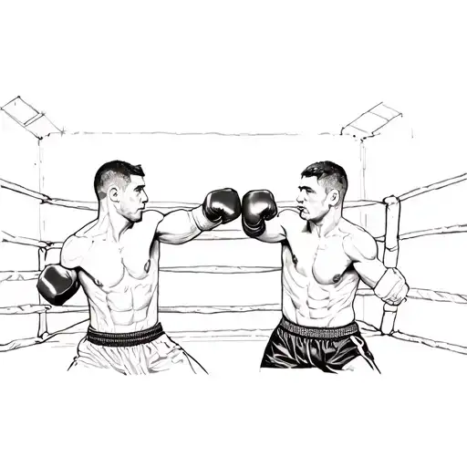 Two Boxers Fighting In A Boxing Ring