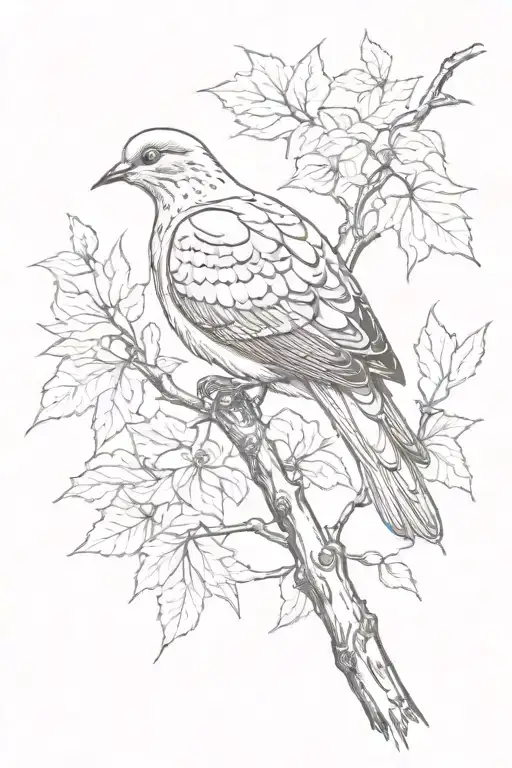 Mourning Dove Sitting On Maple Branch