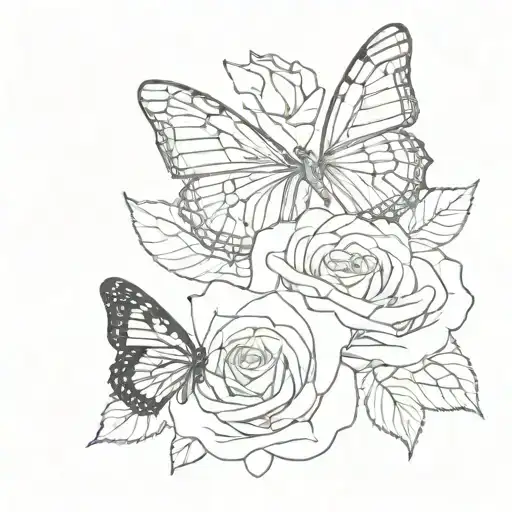 Butterfly And Rose With 444