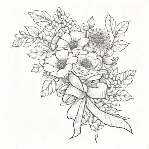 Birth Flower Bouquet Tied Together With A Ribbon January May September