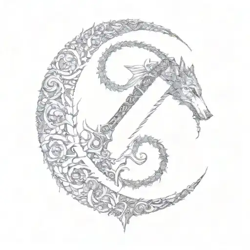 I Would Like To Get A Tattoo Design Of A Sword A Wolf A Nymph All Mixed And Harmonized