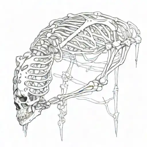 Create A Tattoo Of A Skeleton That Is Just Hanging Around Bored