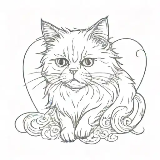 Simple Heart With A Persian Cat With Legs Streching Out Of The Heart