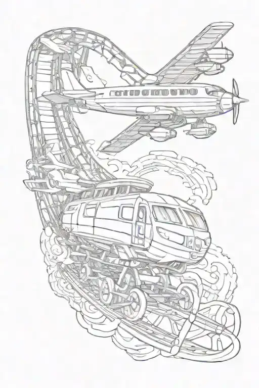 Airplane Vagon On Roller Coaster