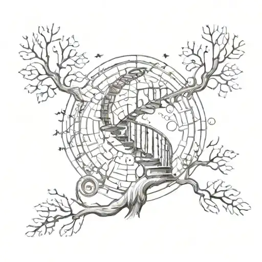 Tree With A Spiral Staircase And Astral Design
