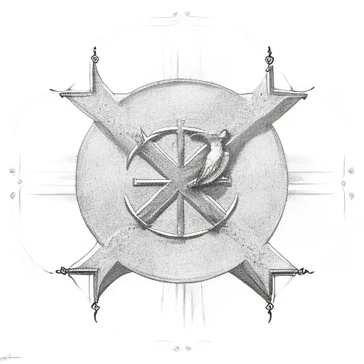 Christian Cross With The Word Unitas And Seagulls