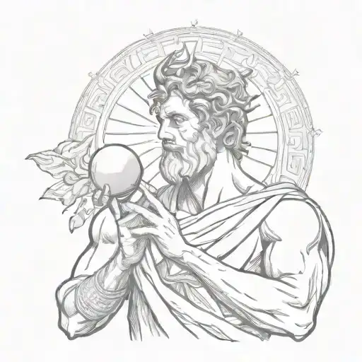 Greek God Holds The Sun In His Hands
