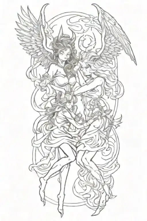 Female Devil And Female Angel Fighting