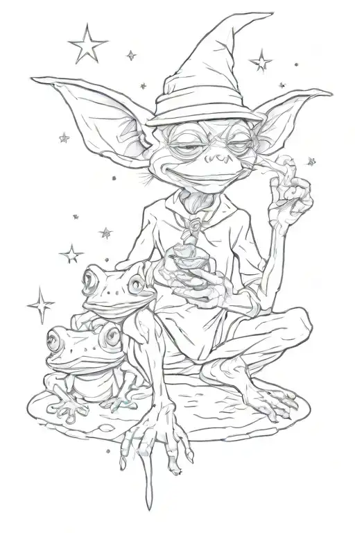 Goblin And Frog Smoking Weed Below Stars