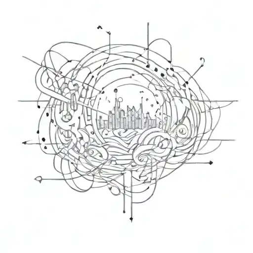 An Abstract Representation Of An Electro Trance Party Scene With Pulsating Lights And Music Waves